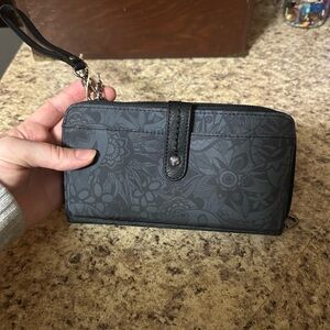 Floral Black Wristlet Wallet